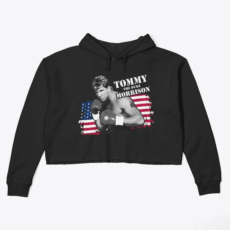 Tommy Flag Dark Crop Hoodie